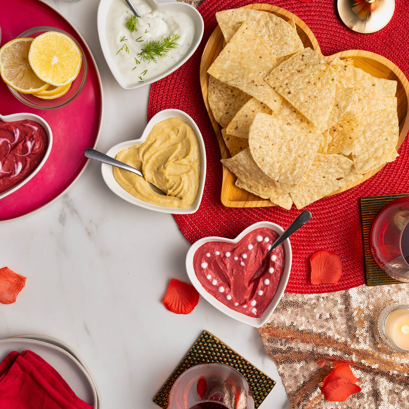 Pink Heart Hummus Tostitos